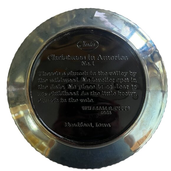 Vintage Fenton Carnival Glass Plate 1970 Christmas The Little Brown Church Decor - Picture 2 of 2